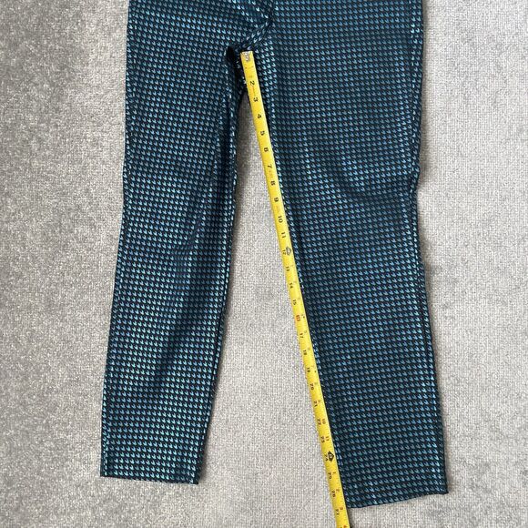 Old Navy Pants Womens 8 Black Metallic Blue Houndstooth Pixie Stretch Shimmer - Picture 9 of 12